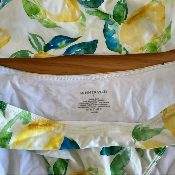 summersalt Lemon Yellow One-Shoulder Bikini - White, Yellow, Green - Picture 2 of 4